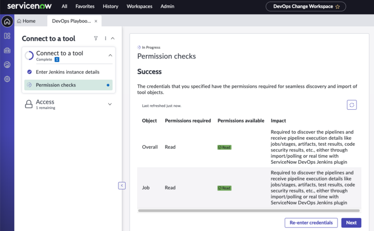 Se connecter à l’outil Jenkins : écran Vérifications des autorisations