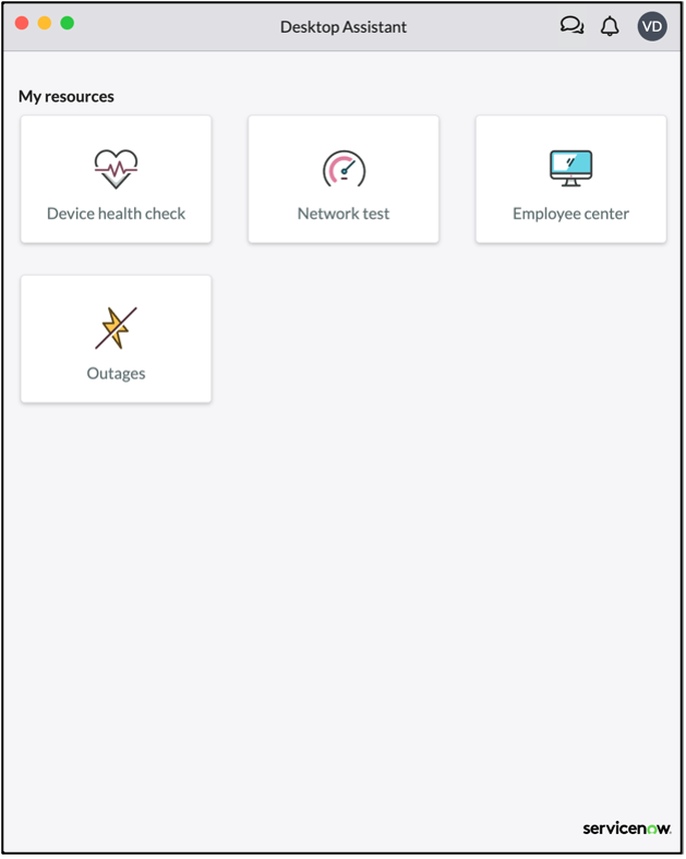 Page d'accueil Desktop Assistant