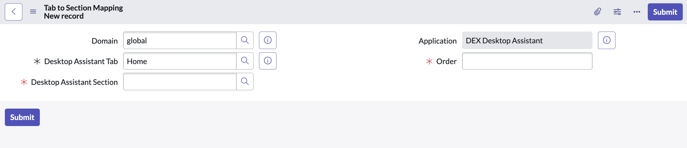 Page dans laquelle vous pouvez mapper une section particulière à une page d’accueil spécifique.