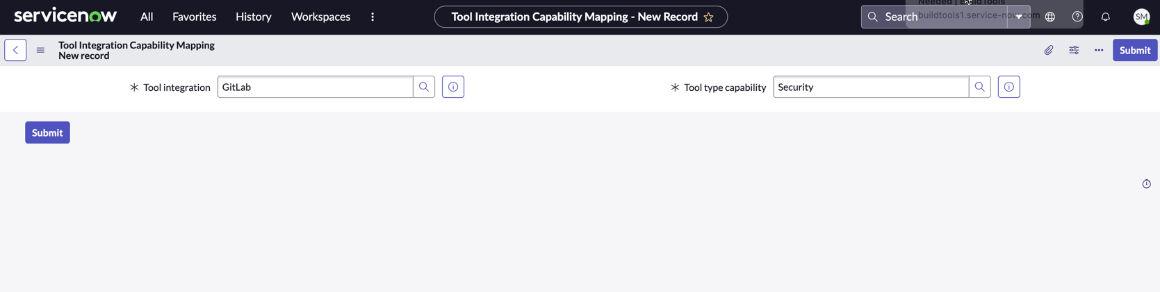 Formulaire Mappage de l’aptitude d’intégration de l’outil pour GitLab