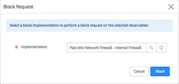 Caixa de diálogo Solicitação de bloqueio