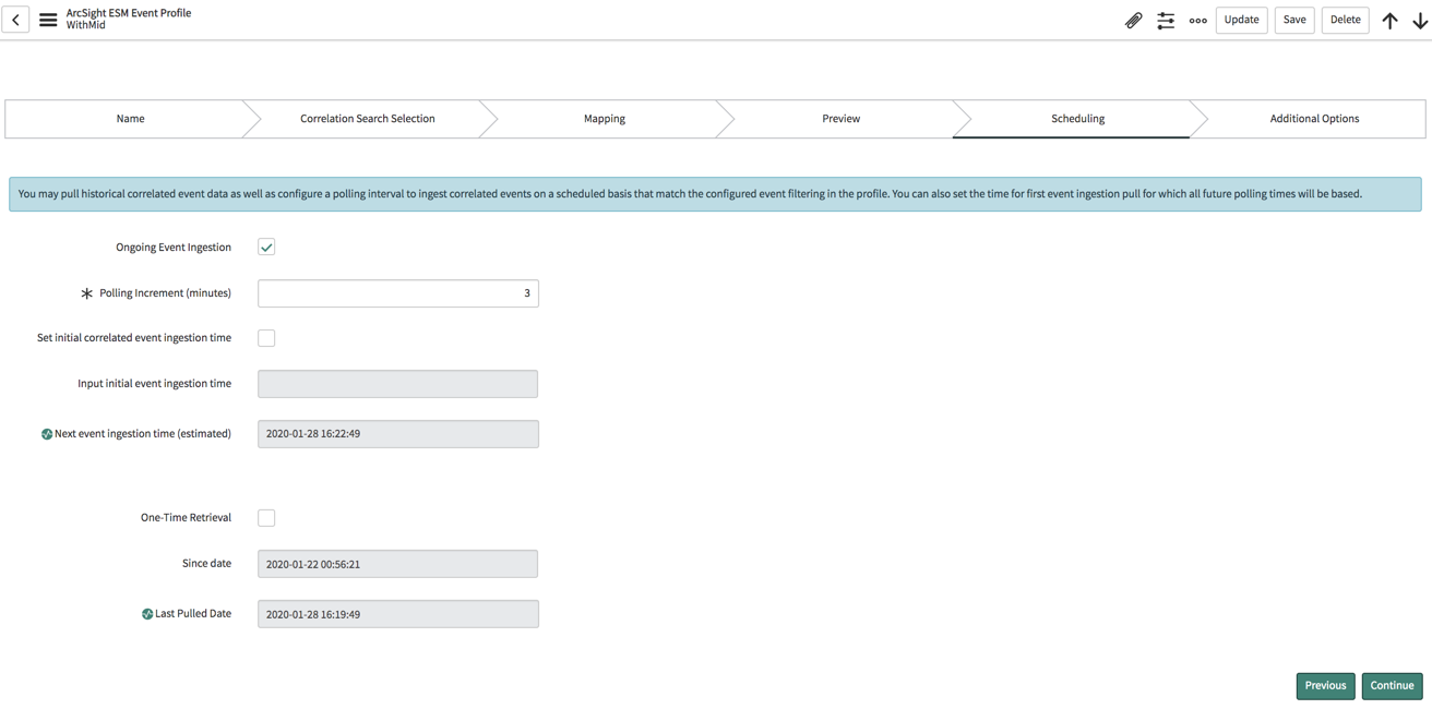 ArcSight ESM: Criar perfil: Programação