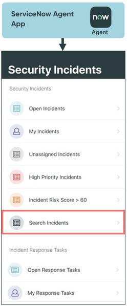 Applet Pesquisar incidentes realçado.