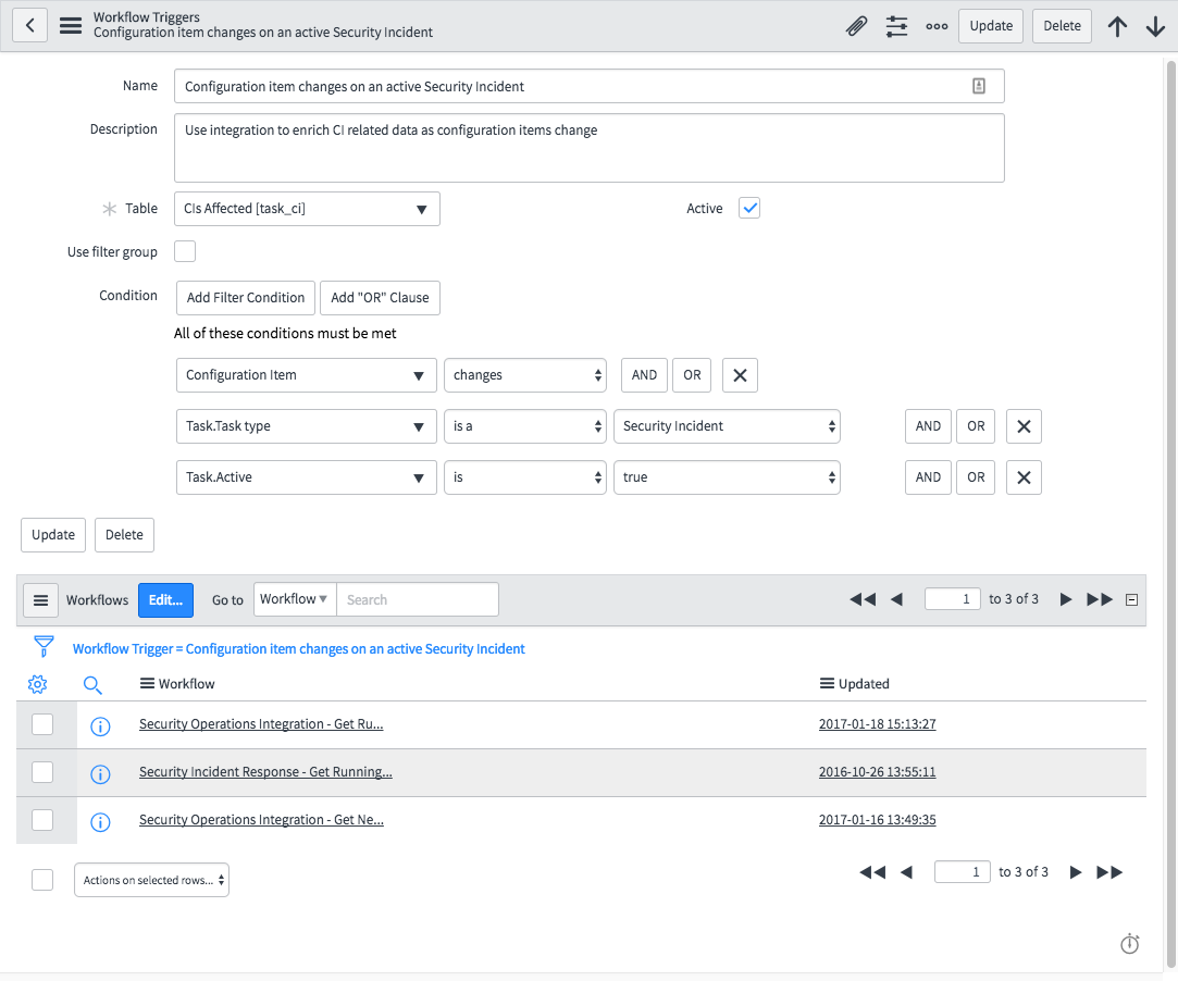 WorkflowTriggers com filtros Exemplo