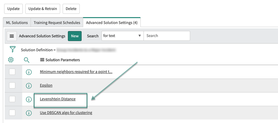 When you submit the record you created, the Levenshtein Distance solution parameter appears on your clustering solution definition form.
