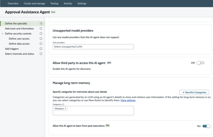 Unsupported model providers and memory options