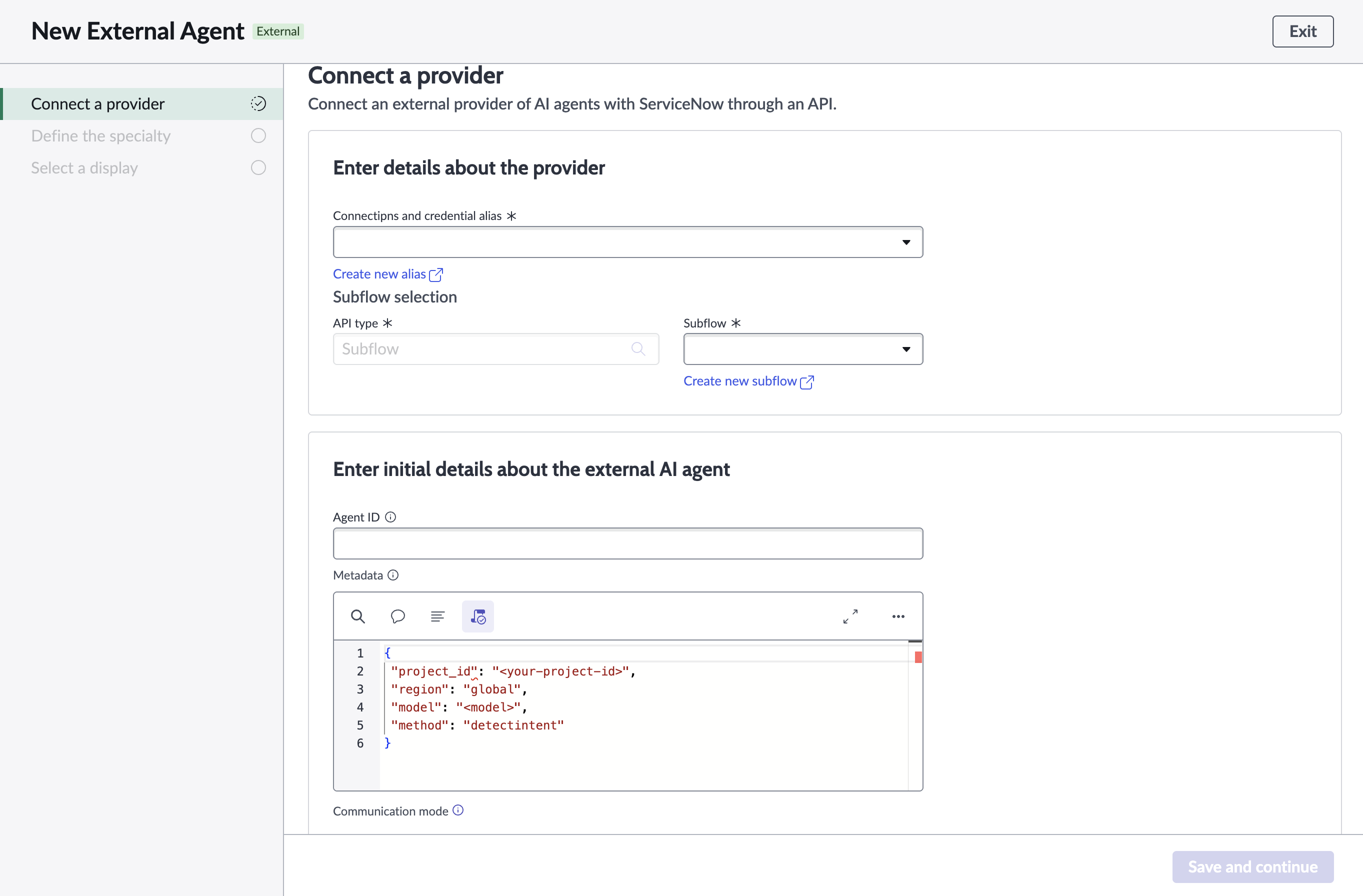 Connect a provider guided setup step