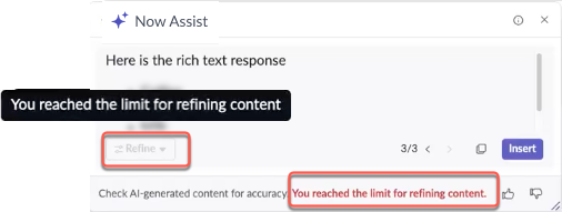The content refinement limited to zero or the refinements reached the maximum count.