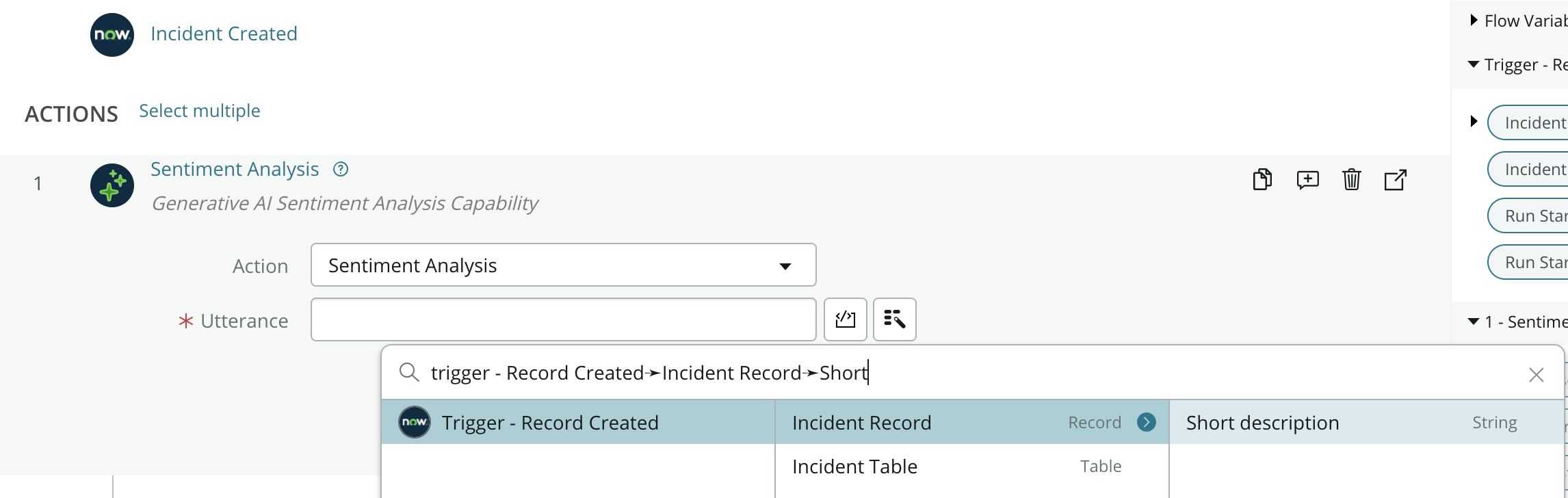 Short description added to the utterance field.