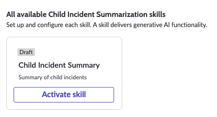 Skill activation page in Now Assist Admin.