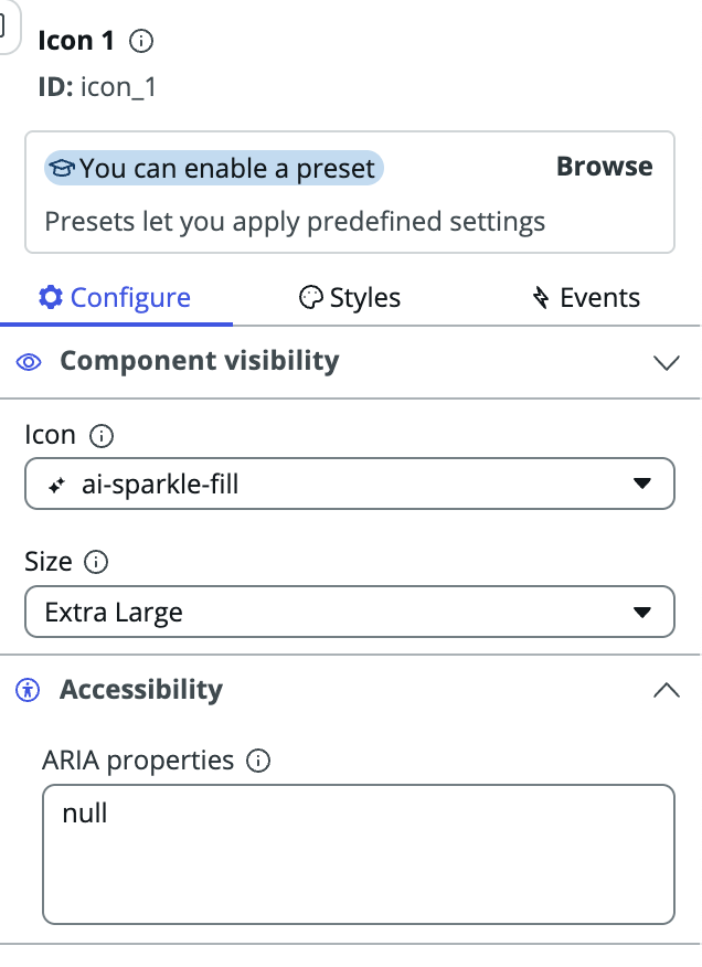 The data drawer for the icon component