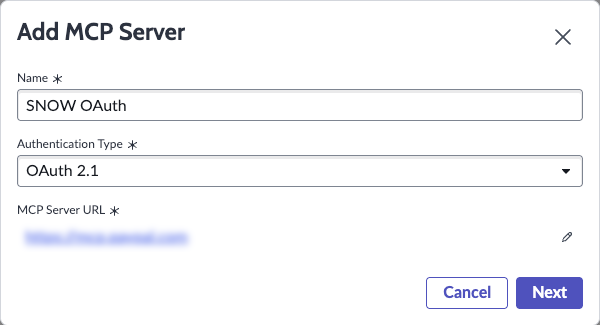 Adding an MCP Server in AI Agent Studio with OAuth 2.1.