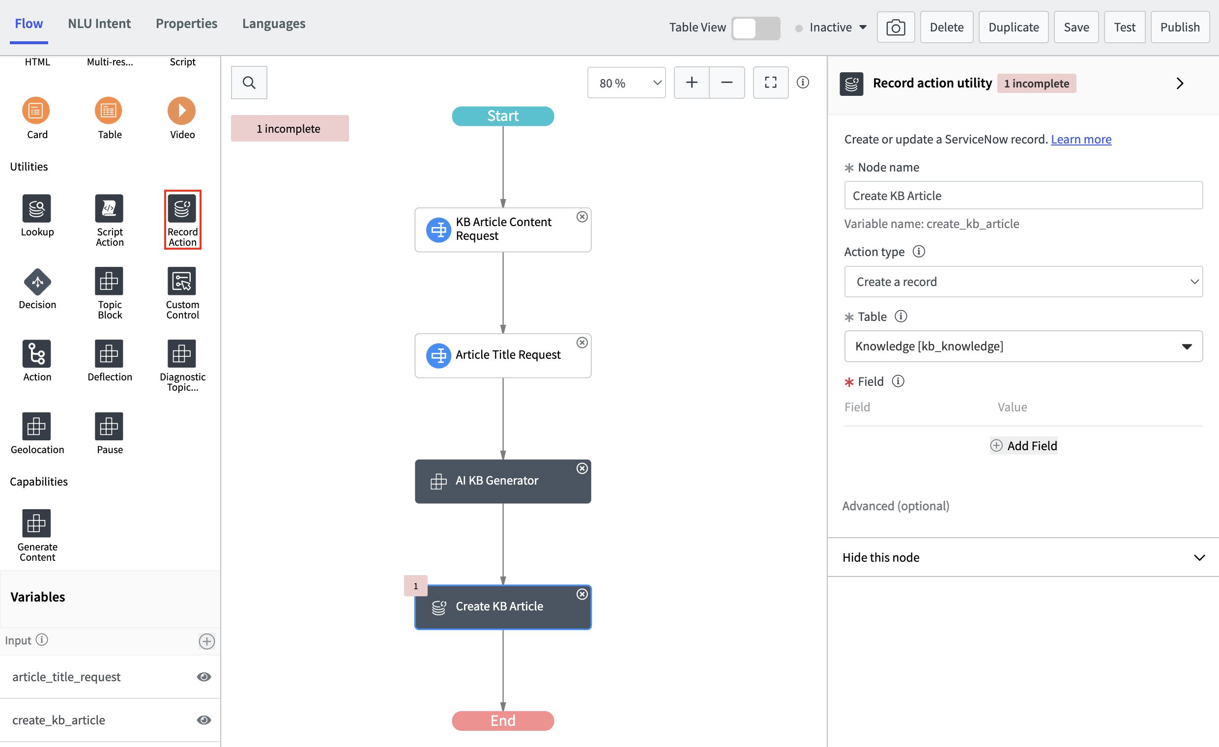 Flow with Update Record subflow added.
