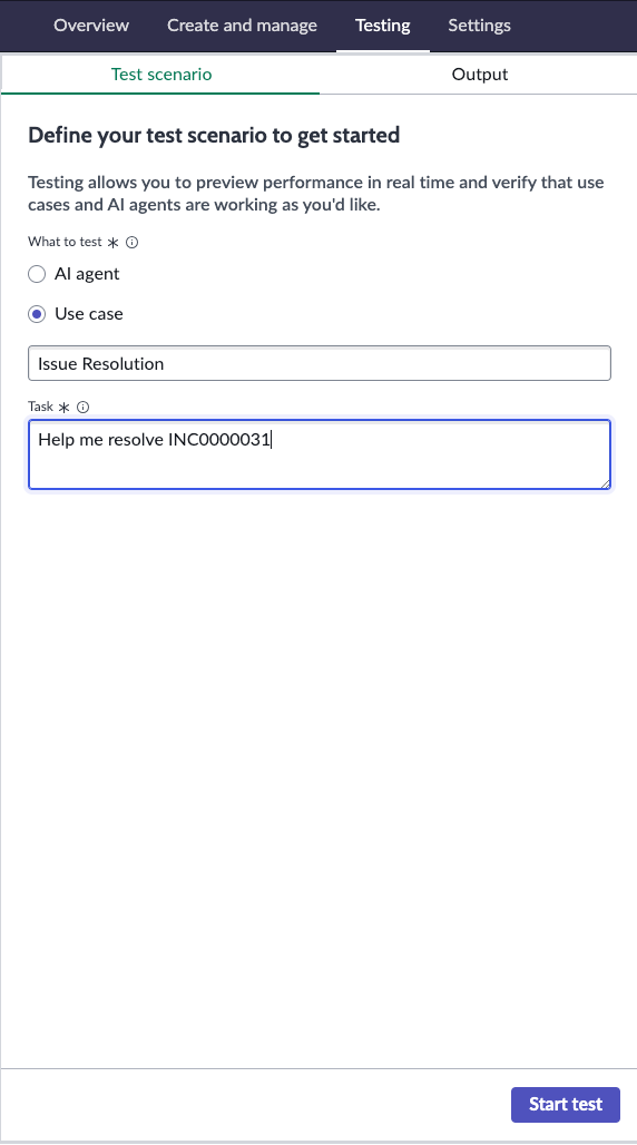 Output from a tested use case with the task given to it.