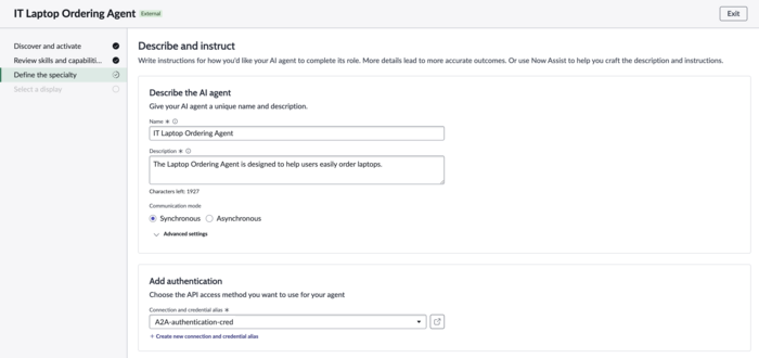 Summary of AI agent details and activate button