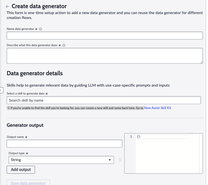 Create data generator page