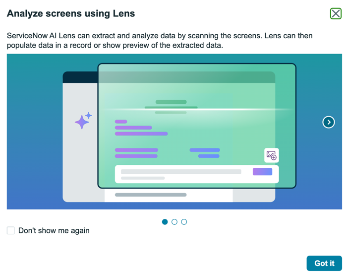 Onboarding journey widget with three pages to show you the highlights of the application.
