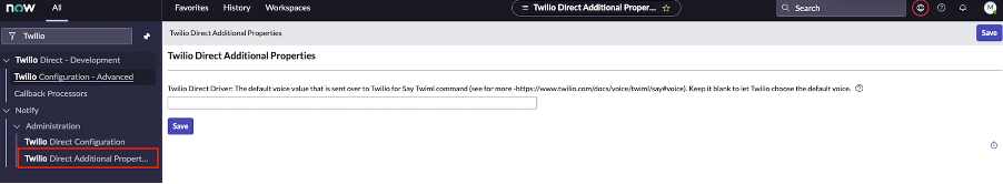 Zusätzliche Twilio Direct-Eigenschaften
