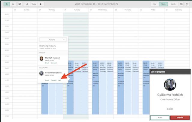 Bildschirm für WebRTC-UI