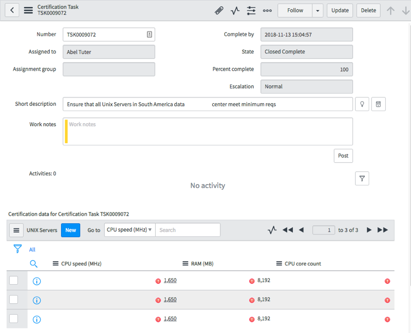 Zertifizierungsaufgabe zum Überprüfen von Daten anzeigen