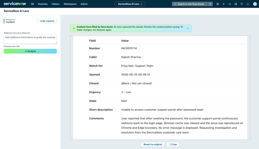 Form is auto-filled.