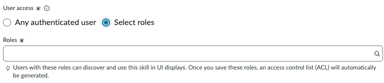 User access dialog.