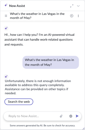 Search the web fallback option screen.