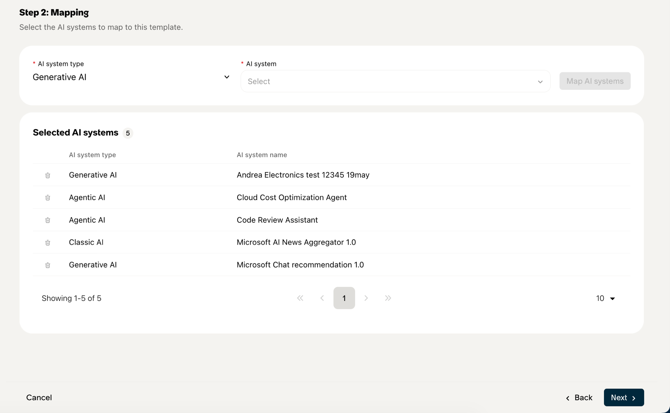 Map section in the Create value template form in AI Control Tower