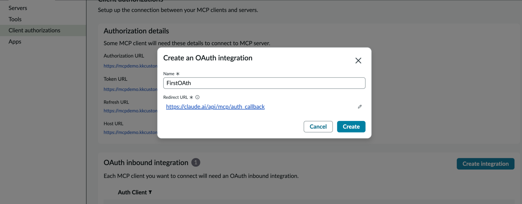 Create an OAth integration