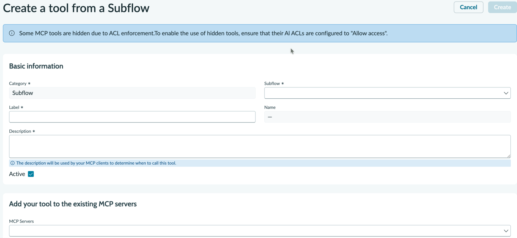 Create tool from Subflow