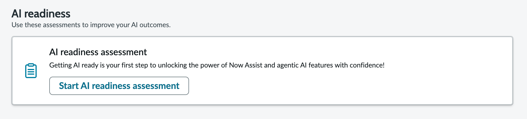 AI readiness shown in Now Assist Center.