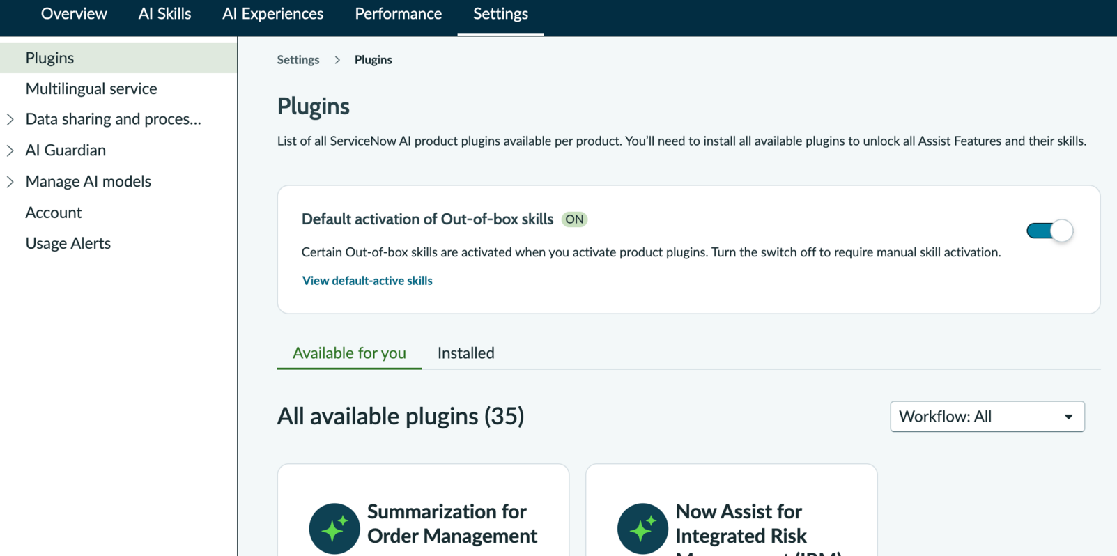 Deactivate auto activation of skills with product plugins installation