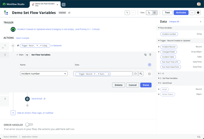 Verwenden Sie einen Datenpillenwert, um eine Flow-Variable festzulegen.