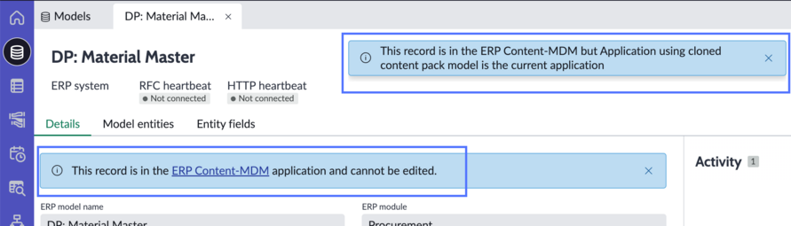 Model record with two messages highlighted.