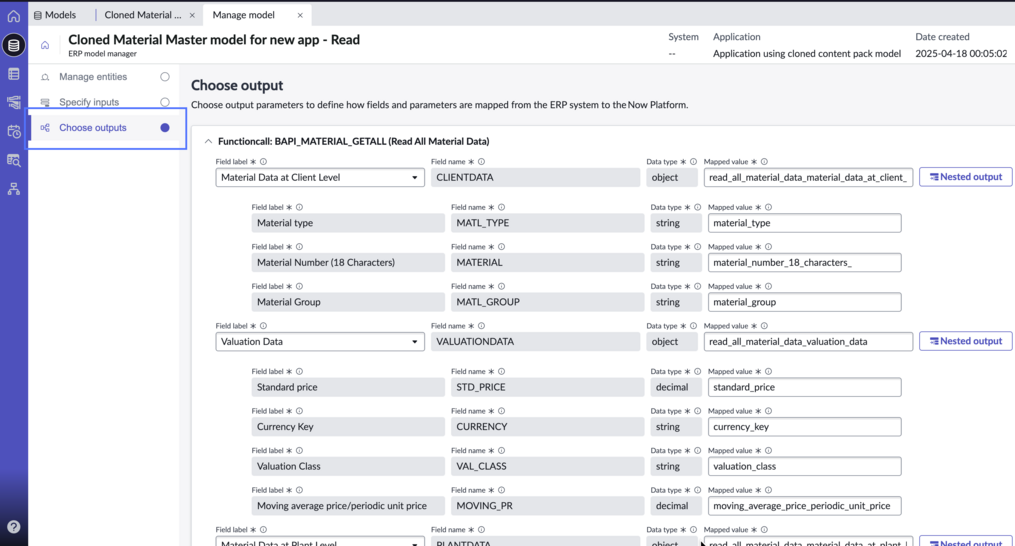 Read operation with pre-defined outputs listed.