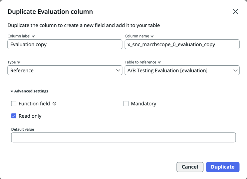 Duplicate column.