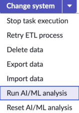 Connect system button with options expand and run ai/ml option highlighted.