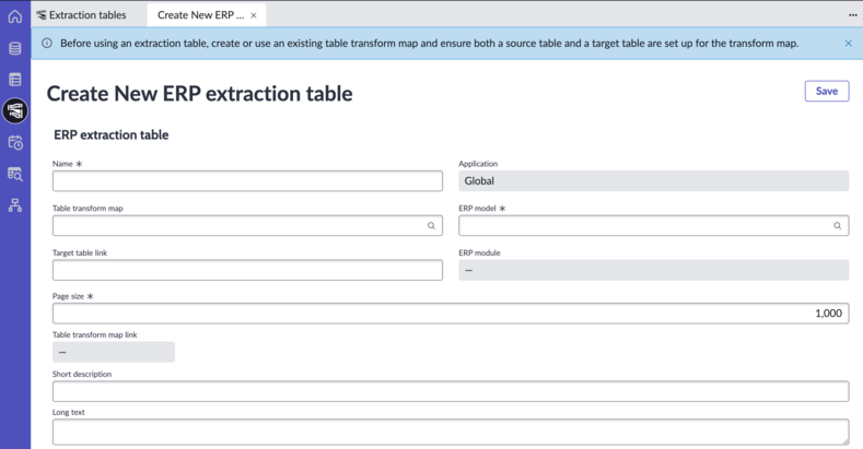 New extraction table fields.