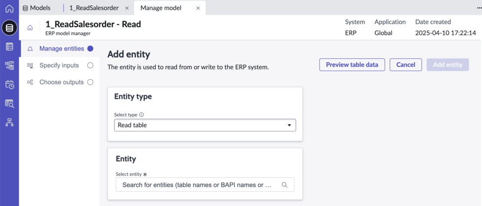 Select the type of entity you're adding