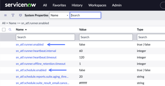 Locate the system properties to enable Automated Test Framework (ATF) test suites.
