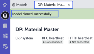Model page with success message highlighted.