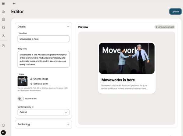 Integrated conversational authoring for announcements