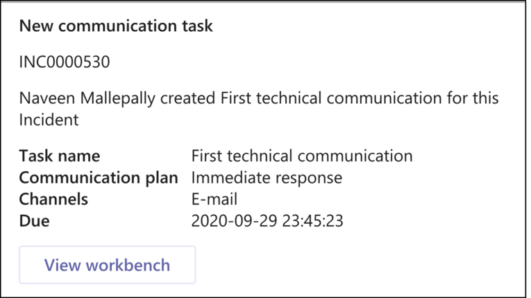 Major incident notification