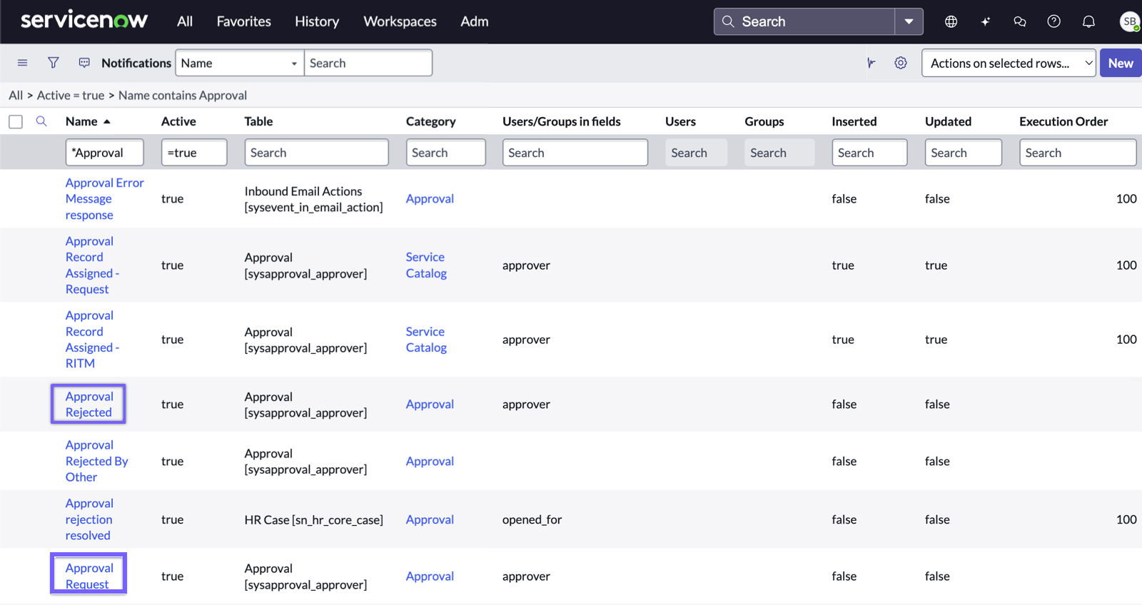 Default platform approval notifications in the notifications page