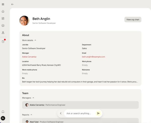 Profile of the employee