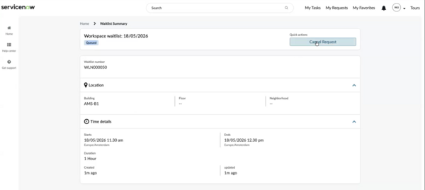 Select a waitlist record to see the waitlist record summary details.