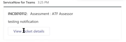 Notification in Microsoft Teams.