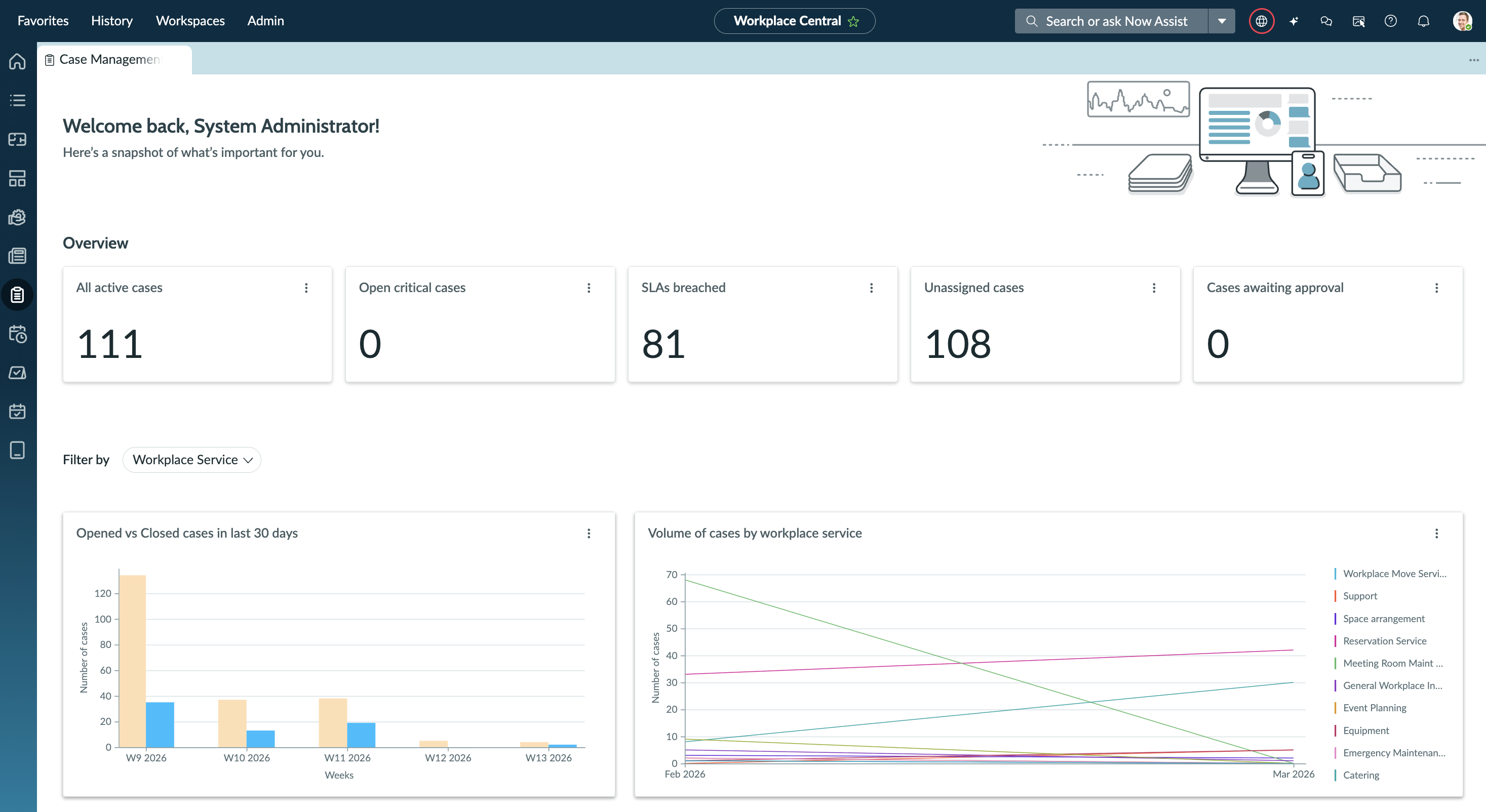 Case management - landing page.