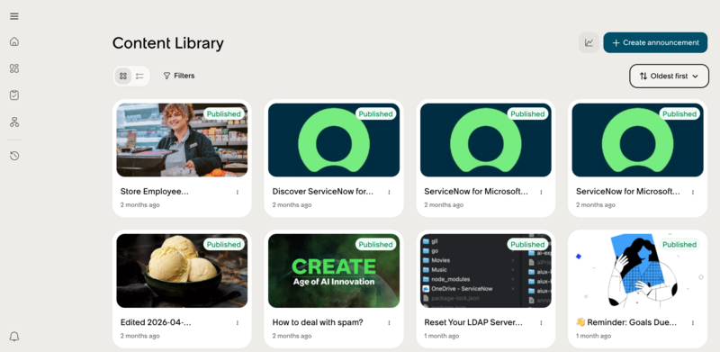 Content library for employee communications