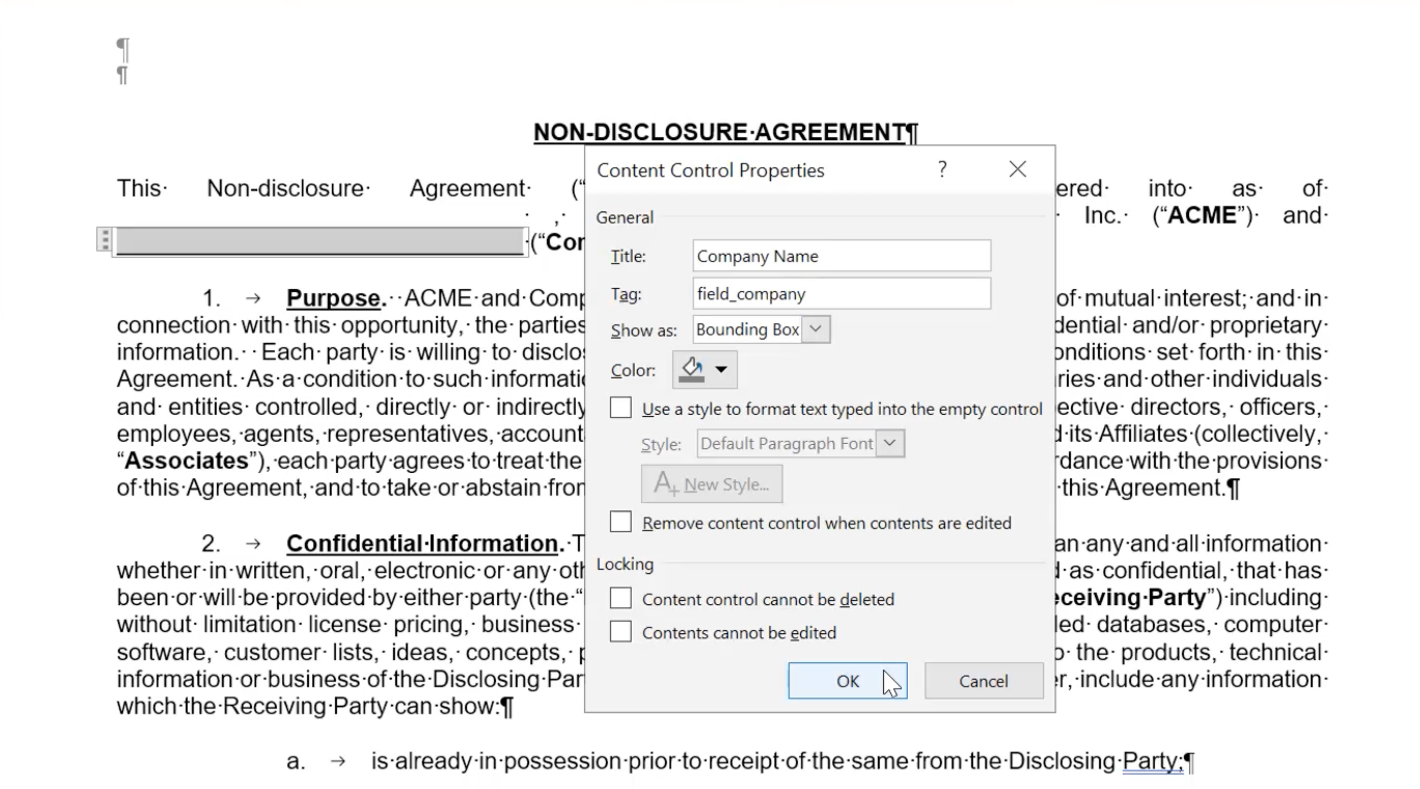 Content control example